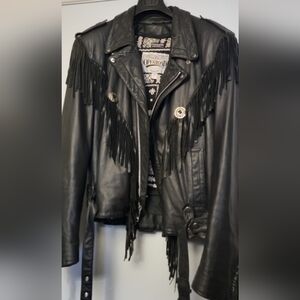 Open Road Brands Black Leather Jacket with Fringe